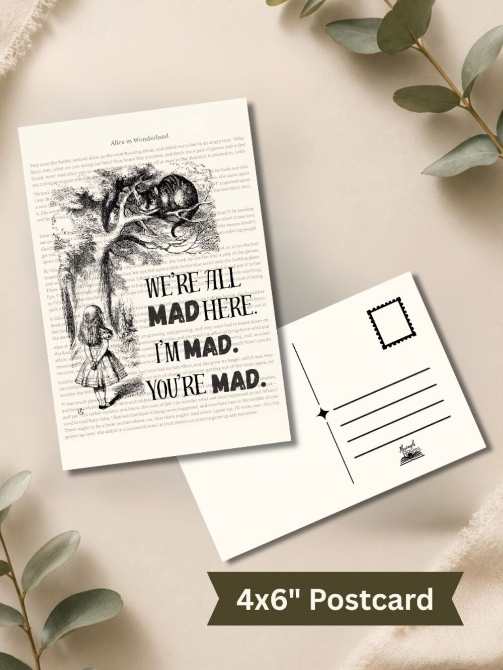 Alice in Wonderland Book Page Postcard Mini Art Print